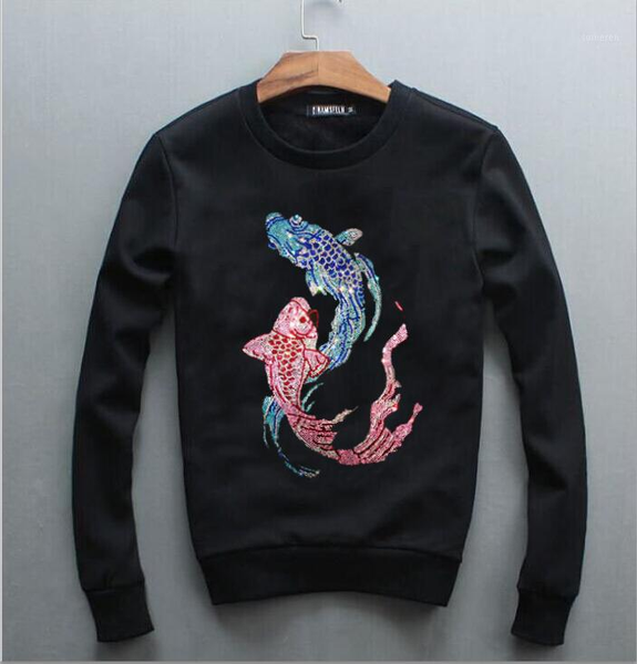 

2020 british style sweatshirts men fashion pullover men round neck drill hoodie mens clothes hoodies casual sportswea1, Black