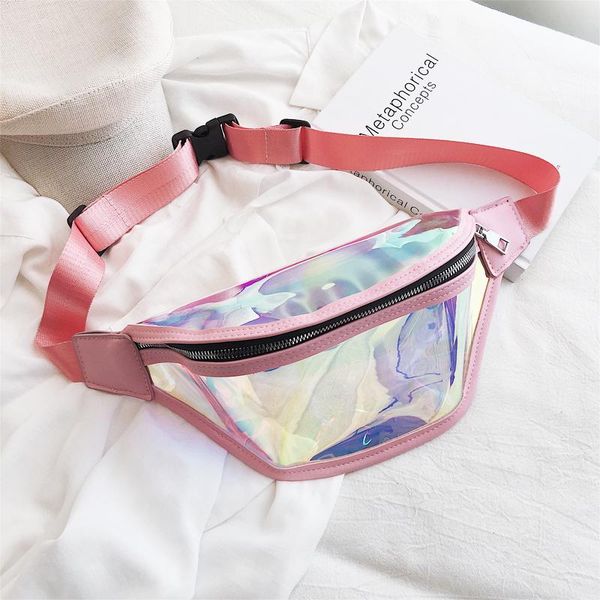 

fashion women pvc fanny pack travel waist bag laser purse shoulder chest bag sport new large capacity waist packs belt