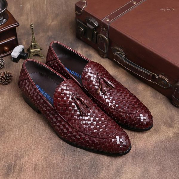 

dress shoes leather oxfords weave business formal wear men comfortable breathable fashion zapatos de hombre men1, Black