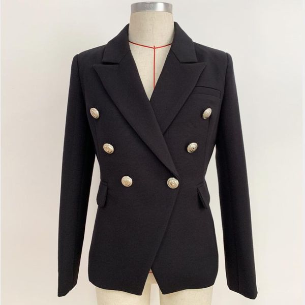 

latest fashion 2020 designer blazer black white women's silver lion button double-breasted blazer, Black;brown