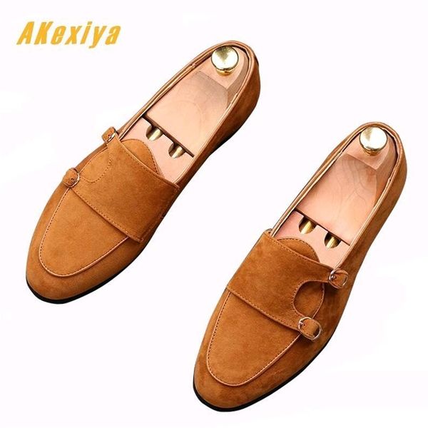 

men streets trendy belt buckle oxfords casual flats shoes male homecoming dress wedding party prom shoes loafers black brown y200420