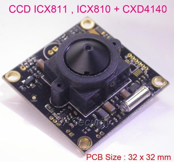 

3.7mm lens 32x32mm pcb effio-e 1/3" sony super had ccd icx810 , icx811 sensor + cxd4140 cctv camera pcb board module +osd cable1