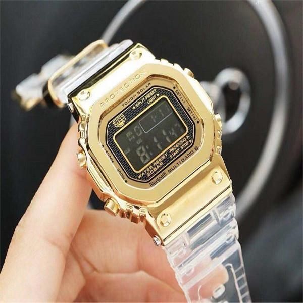 

waterproof watch iced fashion led digital and casual men's watch shockproof out sale electronic square perlk, Slivery;brown