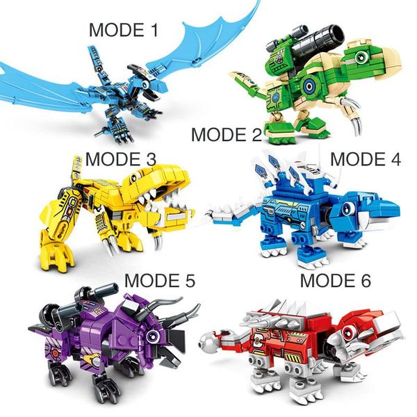 

sembo 649pcs classic mecha deformation robot building blocks 6in1 city guard robot dinosaur model assembling enlighten kid toys wmtlgi