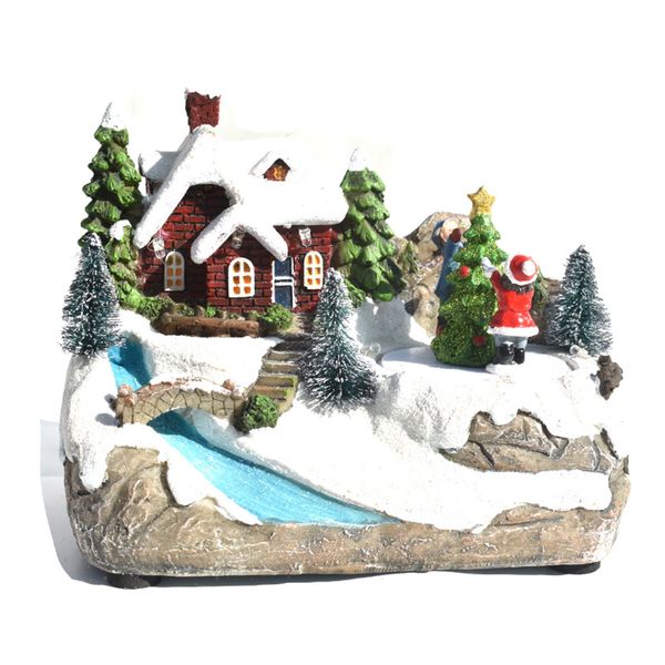 

snow music decoration led house with light colorful flashing for home new year kids gift resin christmas scene village