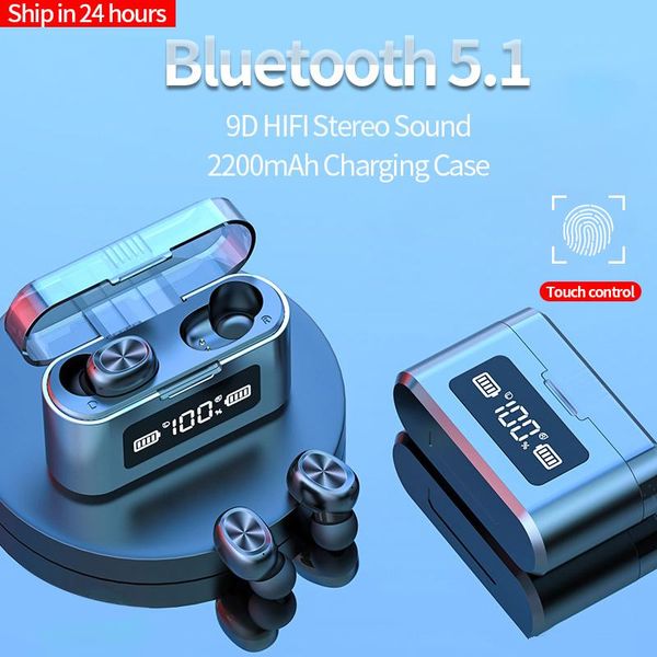 

New 2020 Wireless Bluetooth 5.1 Headphones With LED Display TWS Earphones Charging Box 2200 mAh Headset Sport Waterproof Earbuds
