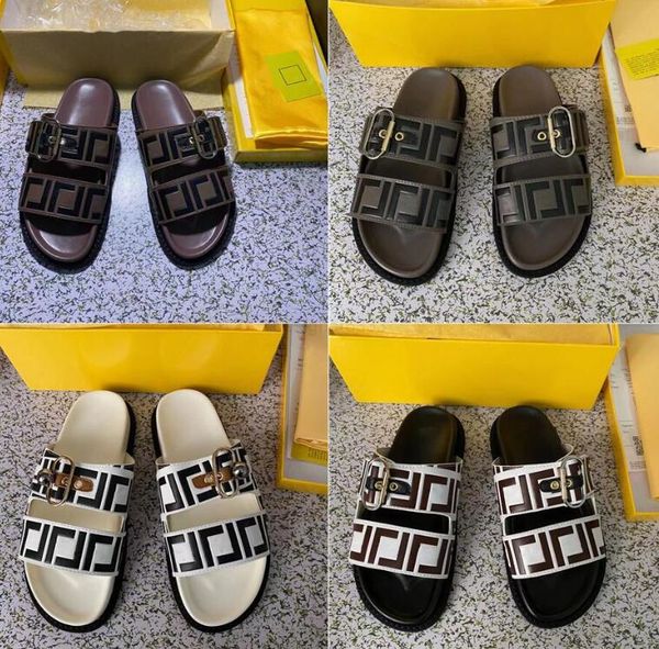 

fashion women men sandal luxury designer lady gentlemen colorful canvas letter anatomic leather slide 6 style model 35-45, Black