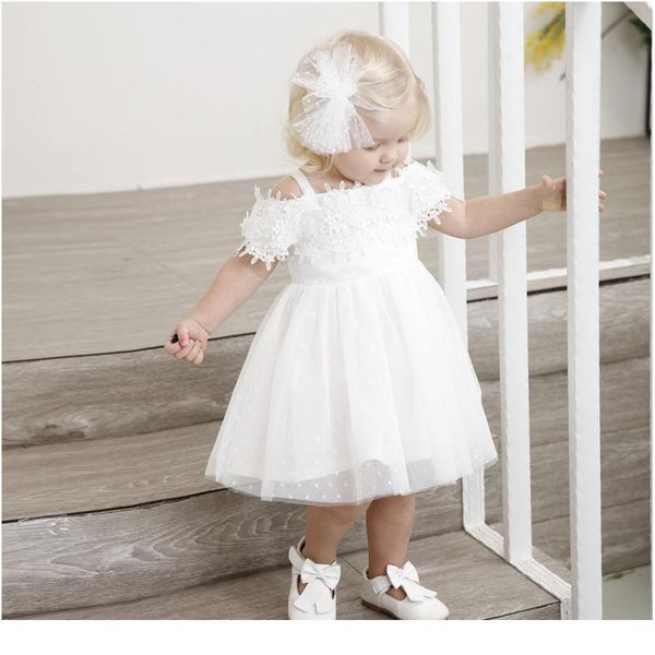 

1-6y toddler baby kid girls princess dress off shoulder white lace tutu party wedding birthday dresses for girl child sqcvux