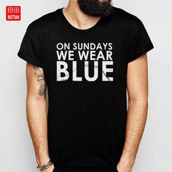 

men's t-shirts on sundays we wear blue t shirt1, White;black