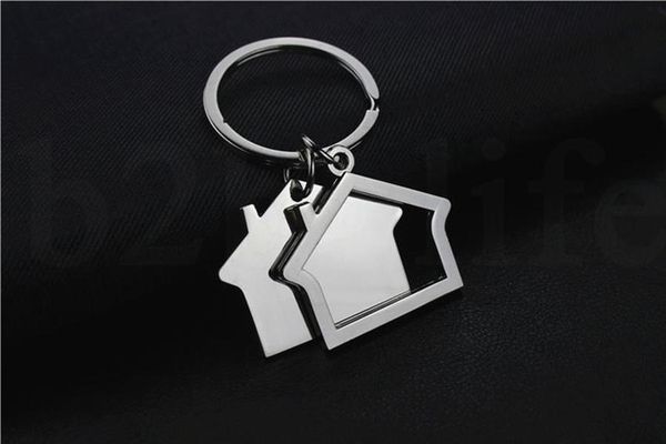 

house shaped keychains metal keyrings house design car key chain key pendant key, Silver