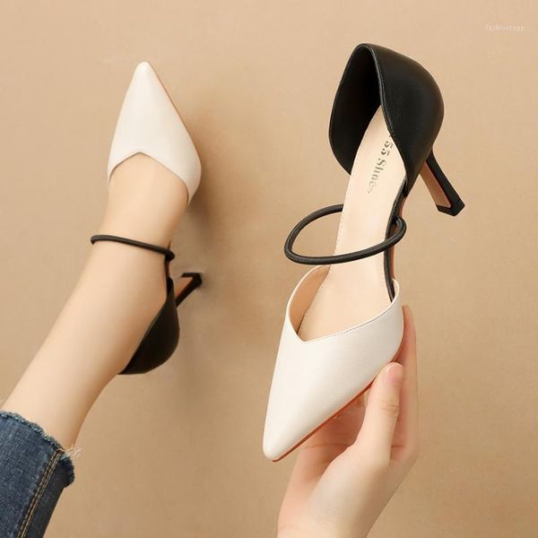 

sandals 2021 women 7cm pointed high heels strap lady stripper stripe apricot wedding bridal sandles luxury prom shoes1, Black