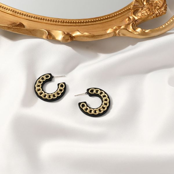 

925 silver needle minimalist retro metal facial polygon earrings irregularly twisted dumb gold trend earrings of black color