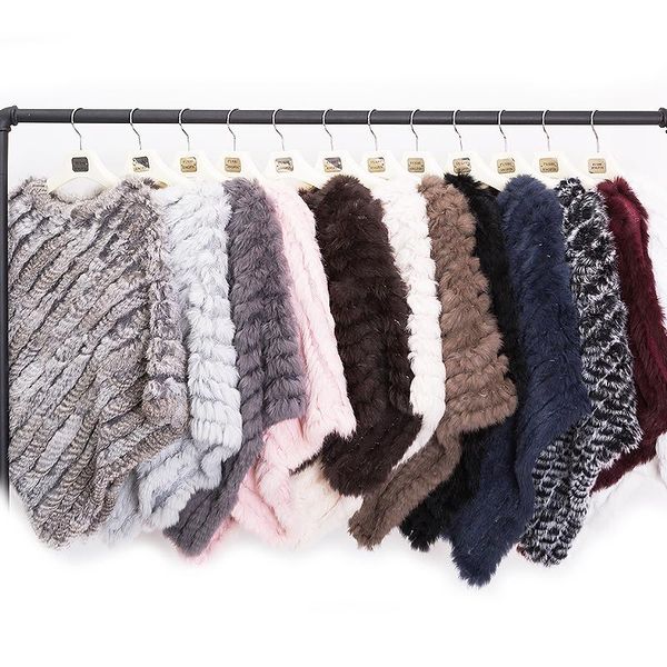 

bandanas maylofuer big promotion spring autumn genuine real knitted fur poncho wrap scarves women natural shawl, Blue;gray