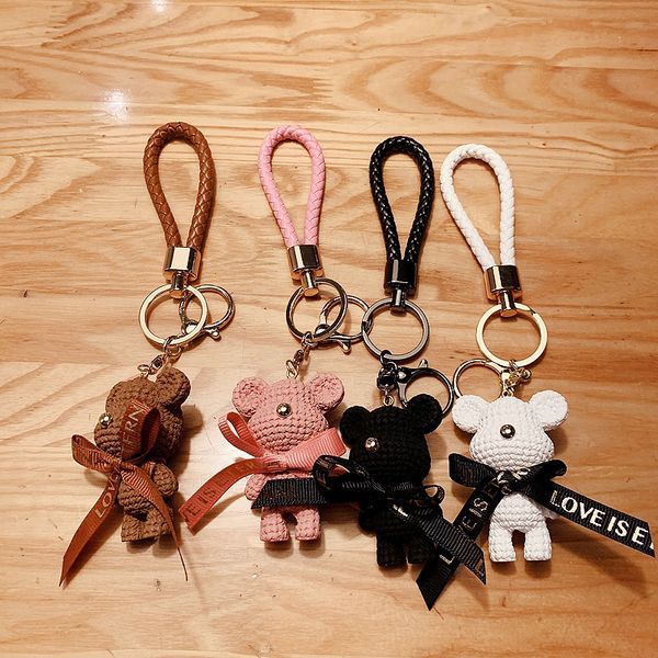 

fashion accessories cute creative trinkets bear resin wool bear key chain, Silver