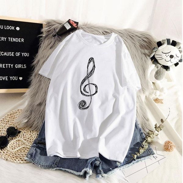 

harajuku women's t-shirt music printing t-shirt fashion summer casual white short sleeve women
