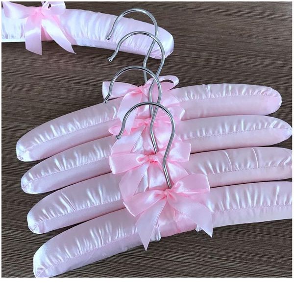 

15pcs 25cm satin padded hanger silk wrapped clothes hanger clothes hanging silver hook sponge hangers clothes for child bbyvgl