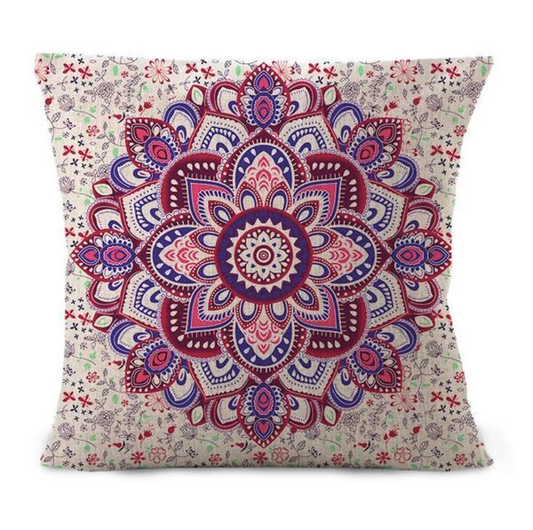 

bohemian mandala pillow case 45*45cm printed pillow cover cotton and linen sofa cushion cover car waist pillowcase