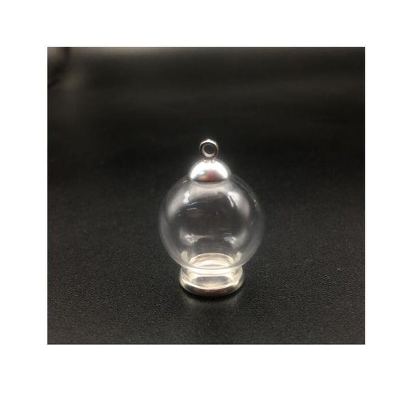

10set empty 20*12mm hollow glass globe with setting base beads cap set orb wishing vials pendant glass bottle jewelry bbyeqk, Bronze;silver