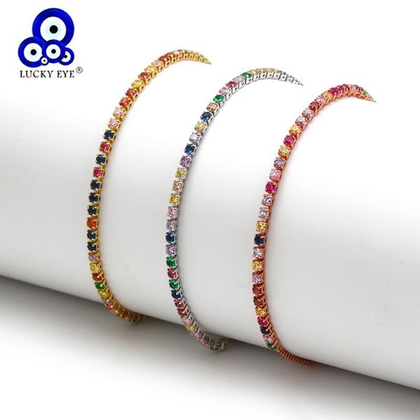 

charm bracelets lucky eye colorful cubic zircon bracelet rose gold silver color chain cz adjustable jewelry for women female ey6609, Golden;silver