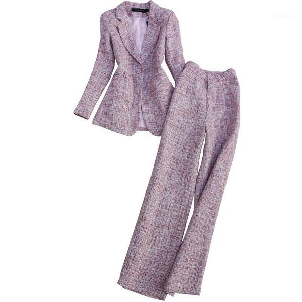 

temperament autumn and winter new fashion pants set slim fit suit duffle wide leg pants two-piece office work wear1, White