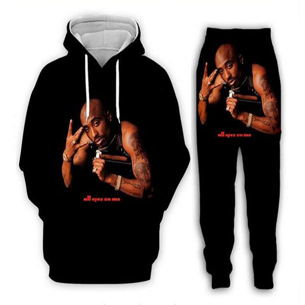 

wholesale--tupac shakur rap hip hop music gangsta 3d all over print tracksuits hoodie/sweatshirts+joggers pants suit women men t13, Gray