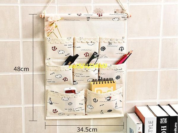 

50pcs/lot 34*48cm size 8 pockets cotton linen wall hanging storage bags door pouch bedroom wall hanging home office organizer1