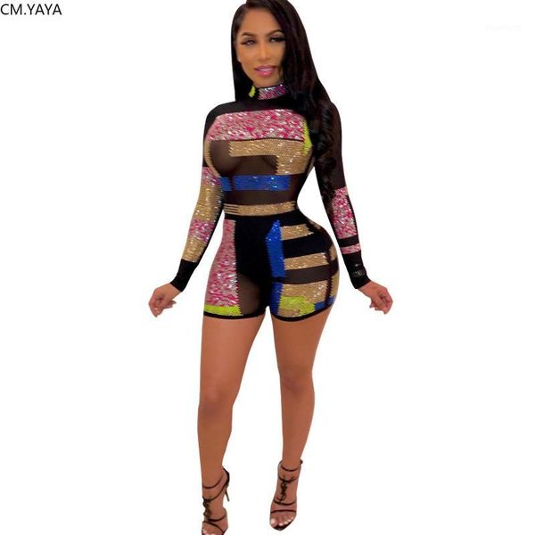 

2020 women summer geometric skinny jumpsuit streetwear casual romper playsuit mesh bodysuit mesh rompers glm27331, Black;white