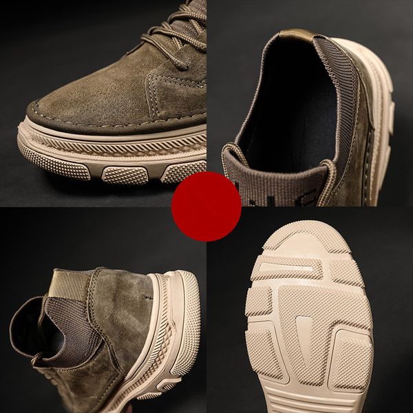 

sneakers men shoes casual natural leather fashion outdoor shoe male suede lightweight vintage footwear lace-up solid sock shoes 201102, Black