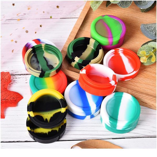 

round non-stick sile container for wax bho oil butane vaporizer sil jars dab wax container 10ml sqccbe