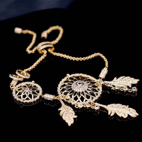 

missfox women bracelet gold color feather dreamcatcher special fashion bangle for women jewelry summer style beach 2020, Black