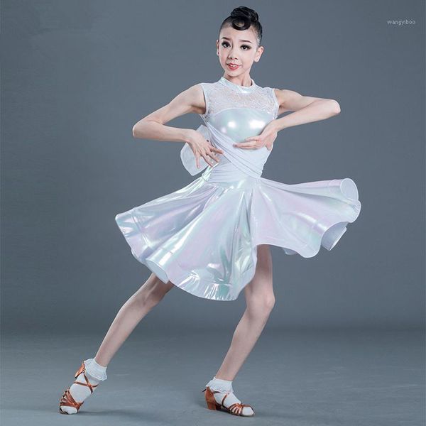 

lace ballroom latin practice wear modern dance dress girl competition for children kid skirt salsa tango samba dancewear cha cha1, Black;red
