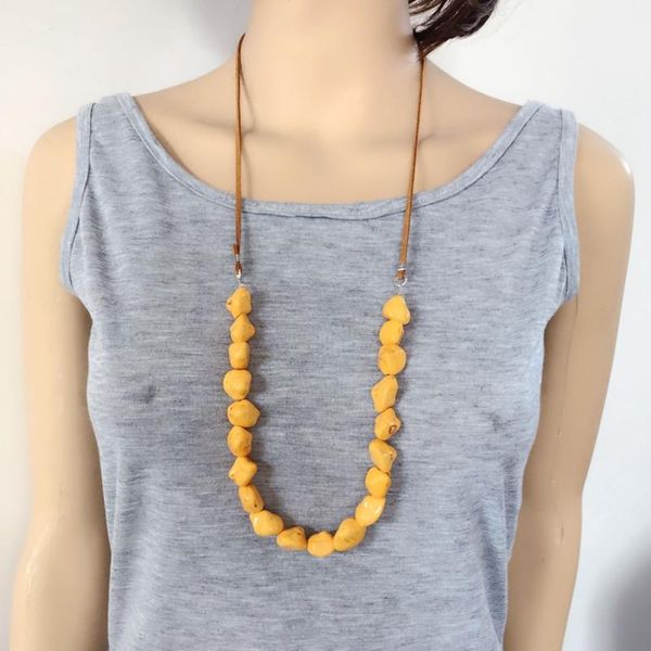 

pendant necklaces fashion yellow color natural stone single necklace, Silver