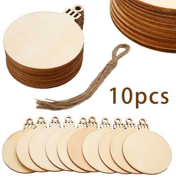 

christmas decorations 10pcs merry wooden round baubles tags balls art craft ornaments year party decors1