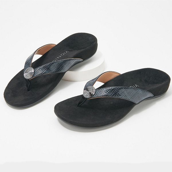 

2020 women's slippers summer new clip foot flip flops ladies flat bottom non-slip beach women's sandals slippers outdoor sandals x, Black