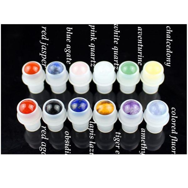 

20pcs/lot natural gemstone roller ball bottle 5ml 10ml thick essential oil roll on bottles empty refillable perfume qylzbx