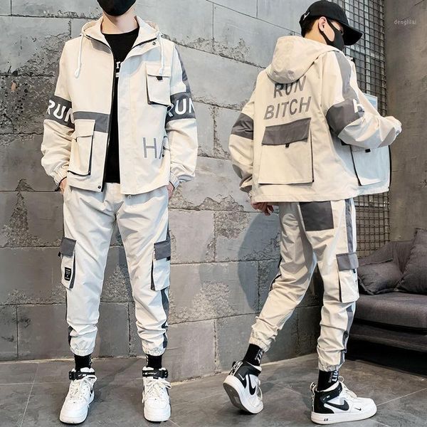 

men's long sleeve jacket suit korean style men's sports leisure loose sweater suit plus size fat autumn and winter1, Gray
