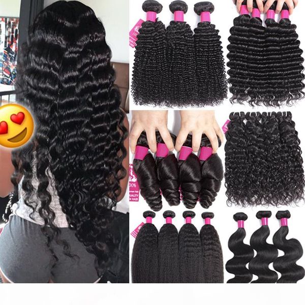 

9a brazilian human hair weave straight body wave deep wave kinky curly loose wave 100% brazilian peruvian malaysian human hair bundles, Black