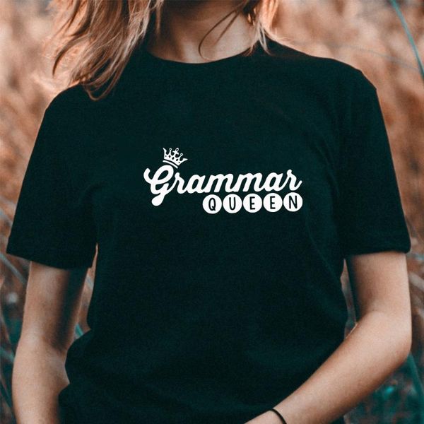 

women funny grammar shirt grammar queen shirt english teacher gift for teachers cool funny t tees, White