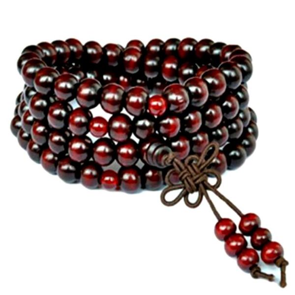 

beaded, strands 108 beads rosary bracelets men women jewelry prayer yoga natural sandalwood wood buddha bracelet homme, Black