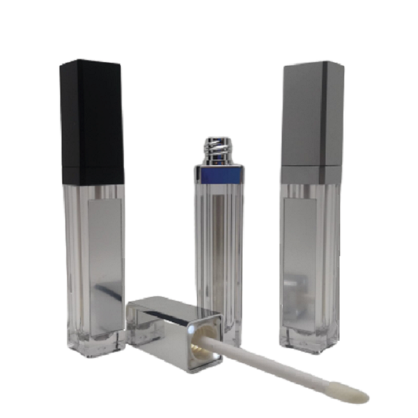 

7ml led light lip gloss bottle black silver square liquid lipstick container lip gloss tube with led