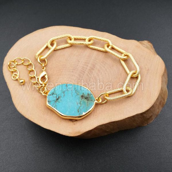 

wt-b266 wholesale elegant gold color stone chain bracelet,beautiful howlite charm bracelet, Black
