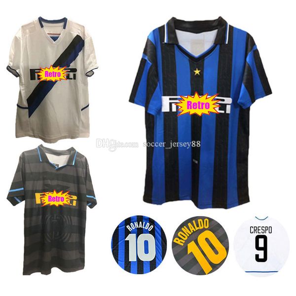 

1997 1998 maglia i retro soccer jerseys nter 2002 2003 ronaldo classic 97 98 02 03 m crespo zanetti ilan football shirts uniform kits, Black;yellow
