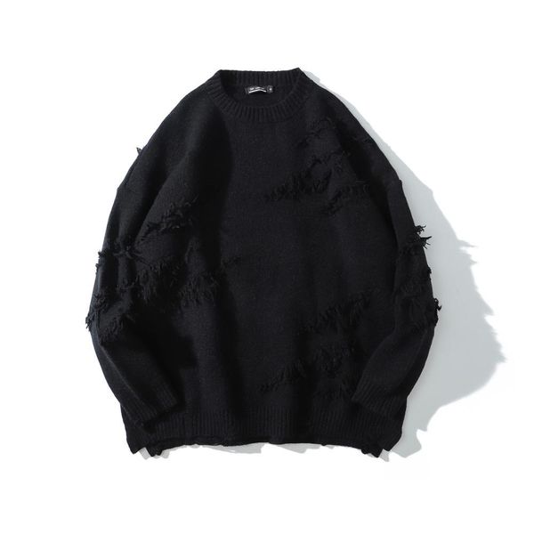 

armygreen black ripped свитера мужчины женщины hip hop свитер пуловер harajuku корейский сыпучих повседневный свитер проблемные 2020 sqcoxh, White;black