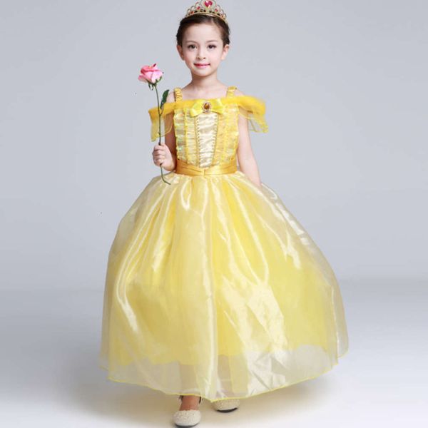 

beast girl summer princs beau and yellow belle drs, Red;yellow