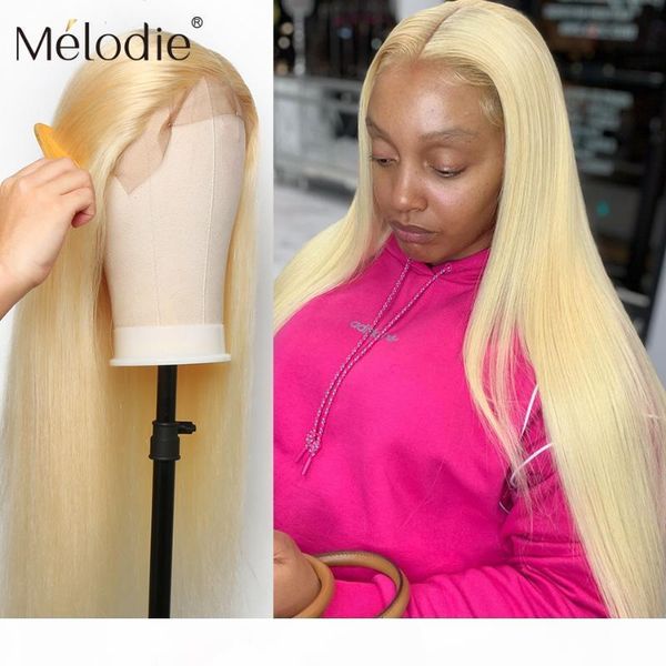 

melodie blonde lace front human hair wigs 613 brazilian virgin remy hair for black women 13x1 t part lace front wig, Black;brown