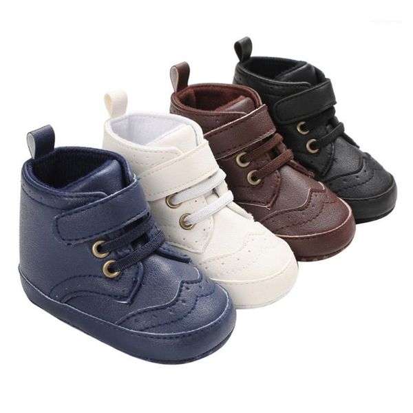 

athletic & outdoor 18m infant boys girls high-ankle sneakers sport shoes solid leather anti-slip soft sole born first walkers shoes1, Black