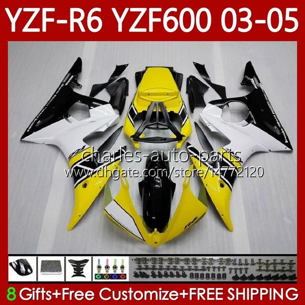 Fairings OEM para Yamaha YZF-R6 YZF R 6 600 CC YZF600 YZFR6 03 04 05 Corpo 95No.17 YZF R6 600CC 2003 2004 2005 Cowling YZF-600 03-05 Motocicleta Kit de carroçaria Amarelo Black