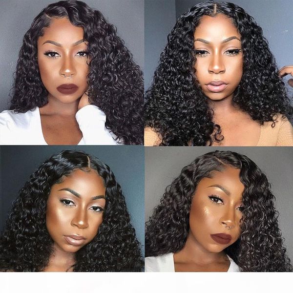 

дешевая цена kinky завитые 13x4 переднего парик шнурка полного шнурка парика человеческих волос pre щипкового natural hairline с ребенком во, Black;brown