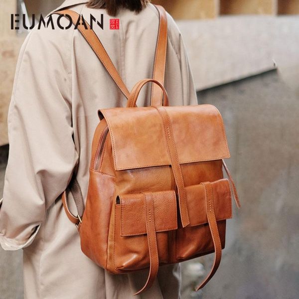 

outdoor bags eumoan vintage travel bi-shoulder bag, female leather super-large capacity backpack, handmade head-layer college style b
