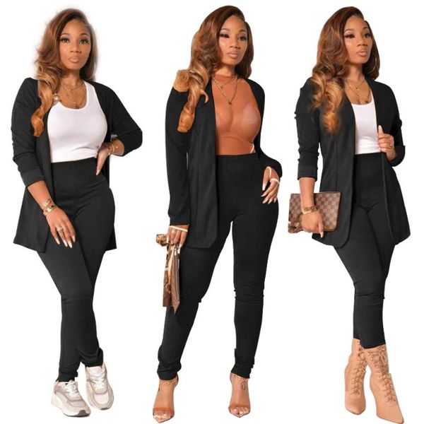 

casual women two piece set cardigan long sleeve jacket coat + pants sportsuit tracksuit office lady winter clothes women outfit, Gray